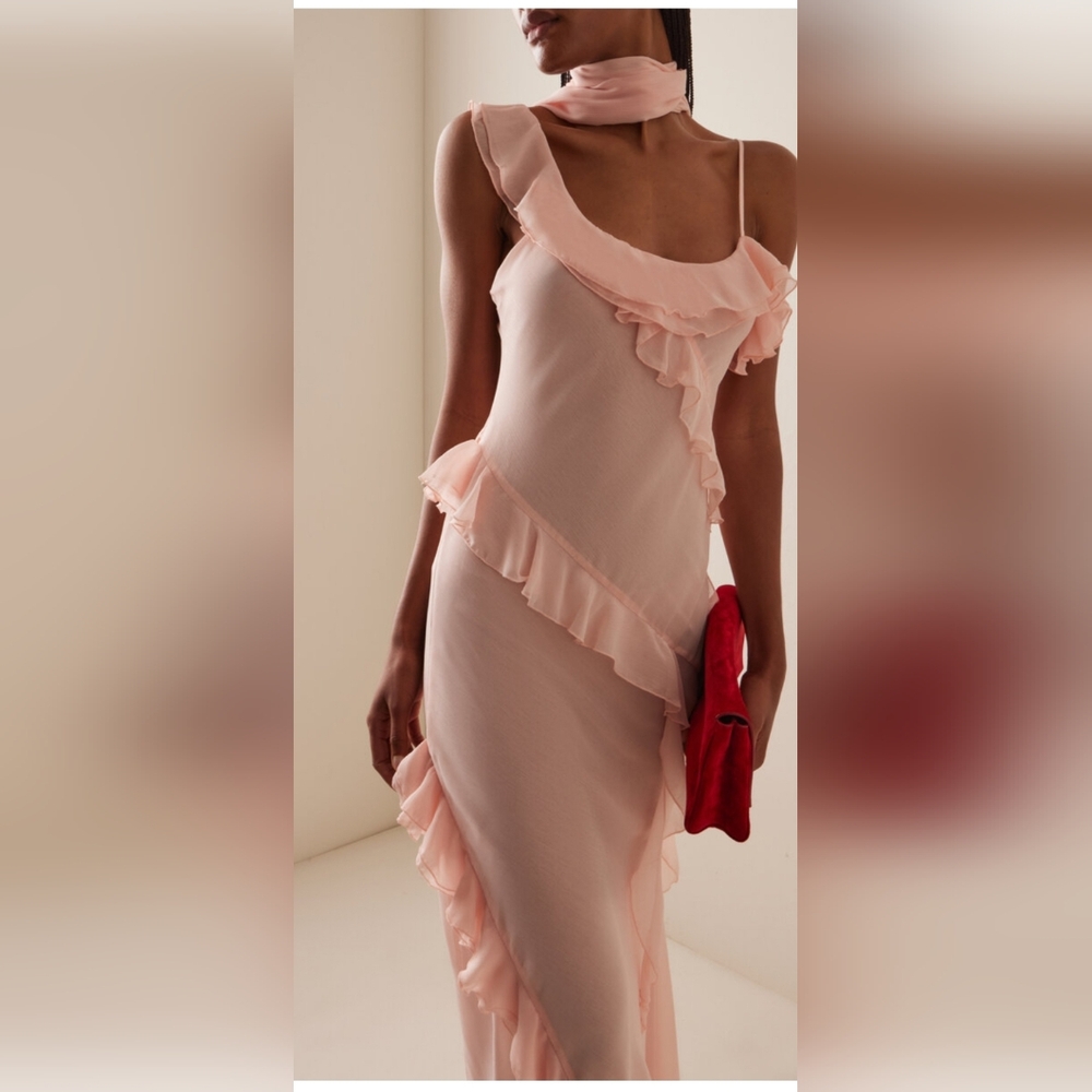 SIEDRES Pink Ruffled Maxi Dress